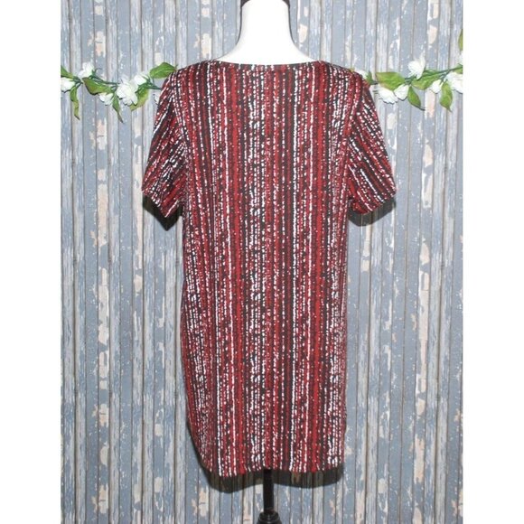 LuLaRoe Ladies Blouse Shirt Top Size XL Stretch Short Sleeve Red And Black - Picture 5 of 7